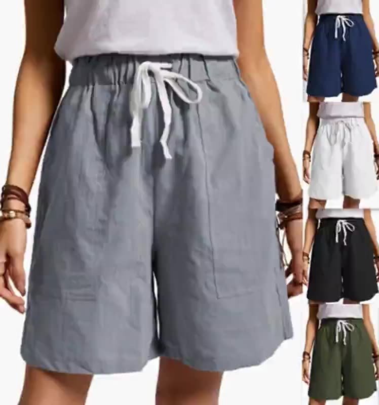🔥BUY  2  FREE  SHIPPING🔥 Ladies Summer Elastic  linen Waist Loose Shorts