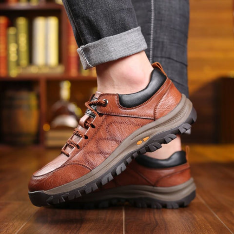 Men's Casual Leather Good Arch Support & Non-slip Outdoor Breathable W