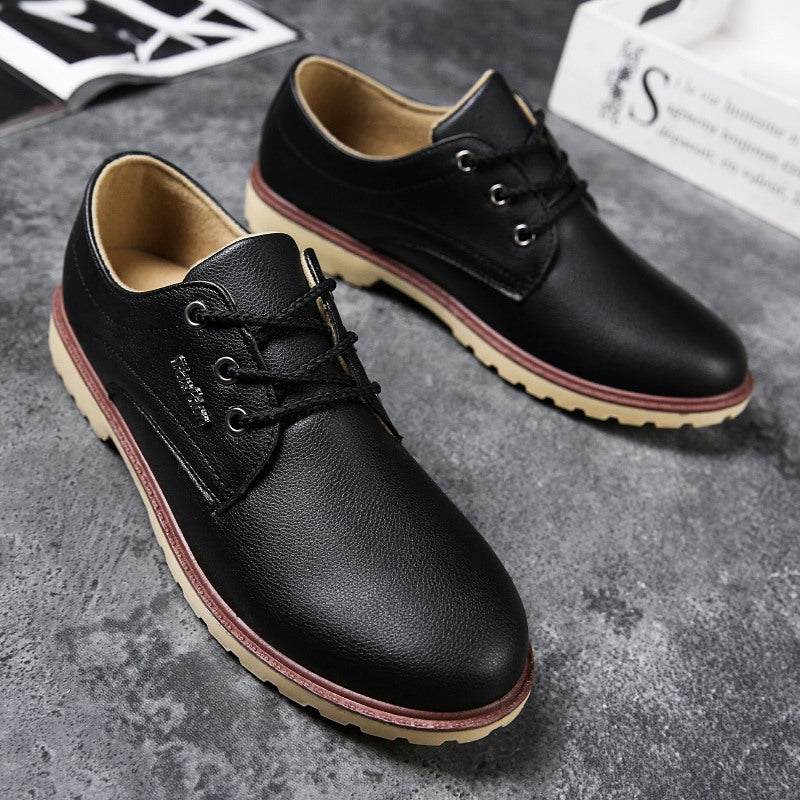 Men's casual leather shoes waterproof and breathable low-top shoes