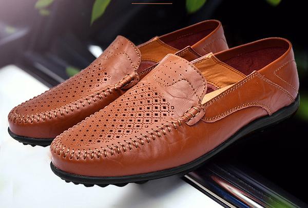 PLUS SIZE LEATHER MEN FLATS BREATHABLE CAUSAL SHOES