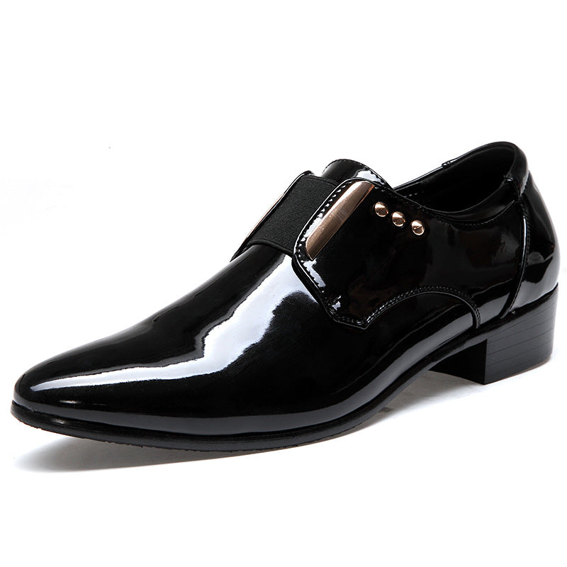 Mens British High-Gloss Patent Leather Pointed Toe Shoes