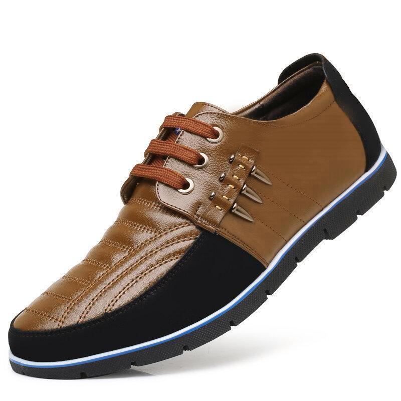 Men Microfiber Leather Splicing Non Slip Soft Sole Casual Driving Shoes
