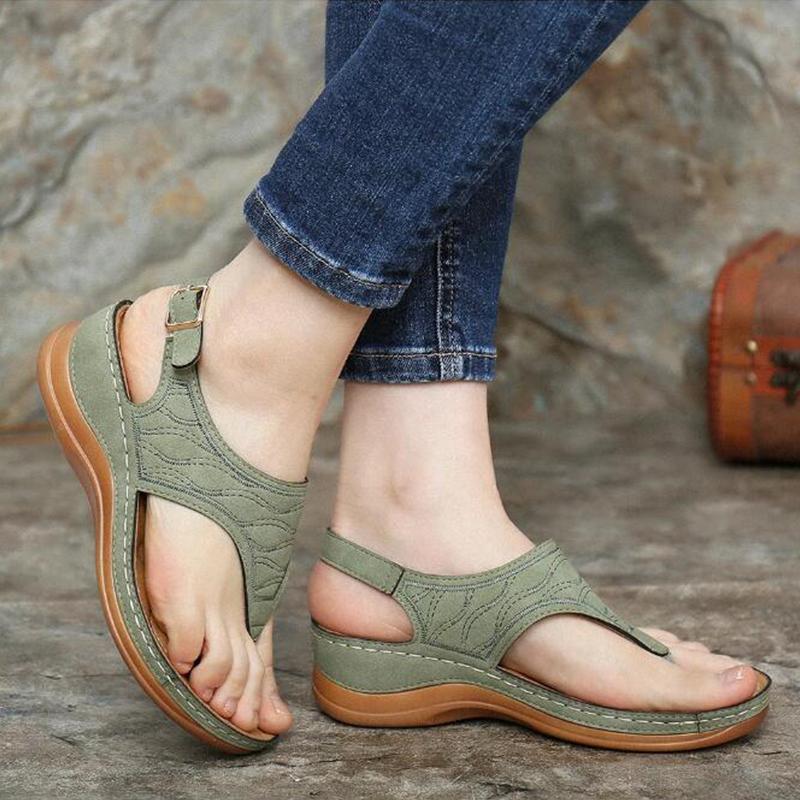 Women's Zapatos Embroidery Orthopedic Comfy Slipper Wedge Sandals