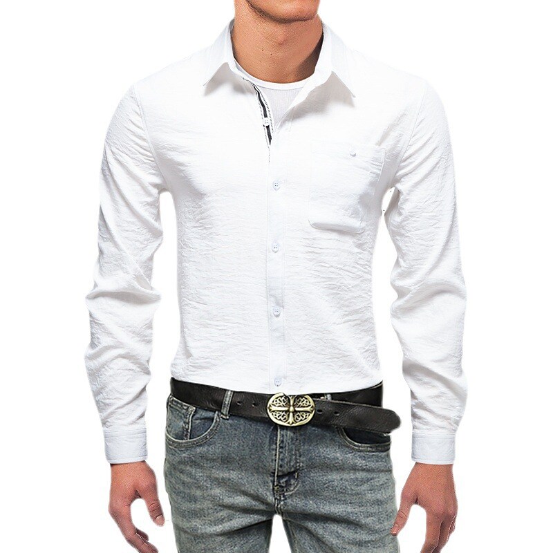 Men's Shirt Solid Color Turndown Casual Daily Long Sleeve Tops Business Casual