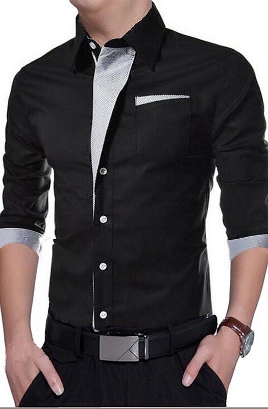 Men's Shirt Solid Colored Shirt Collar Daily Long Sleeve Tops Casual