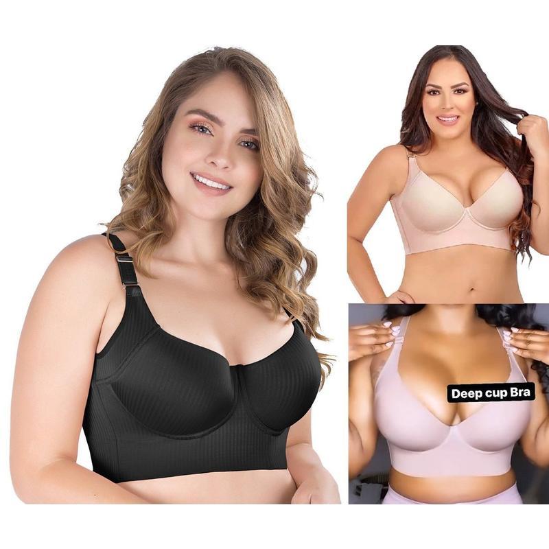 🔥BUY 1 GET 1 FREE(Add 2 Pcs To Cart)🔥Women's Deep Cup Bra Hide Back Fat Full Back Coverage Push Up Bra With Shapewear Incorporated
