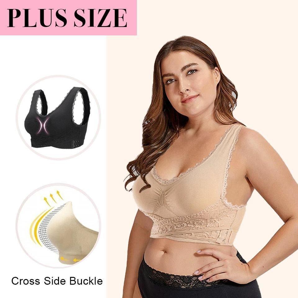 Seamless Lift Bra with Front Cross Side Buckle