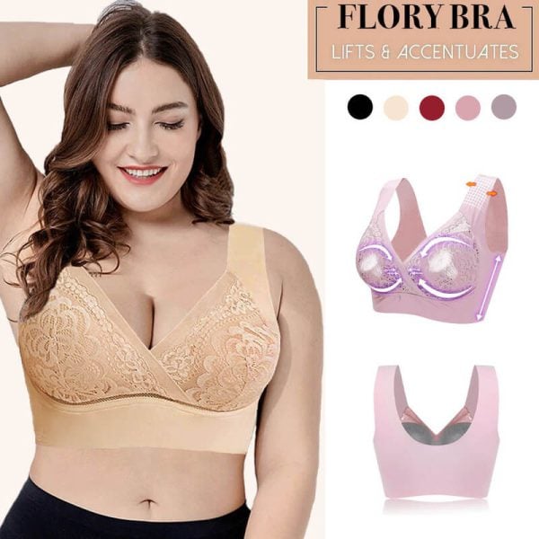 Rosy Lift Bra Plus Size Comfort Extra Elastic Wireless Support Lace 0387