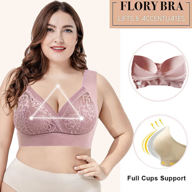 ROSY LIFT BRA – Plus Size Comfort Extra Elastic Wireless Support Lace Bra (From M to 5XL)