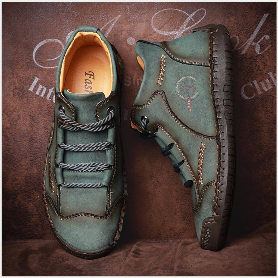 Big Size Hand Stitching Soft Leather Ankle Shoes