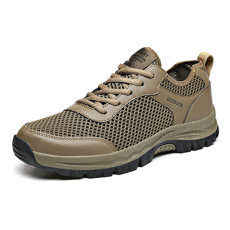 MEN'S OUTDOOR MOUNTAINEERING LEATHER AND MESH NON-SLIP SHOES