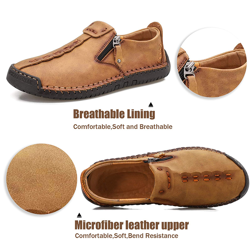 Men Handmade Daily Micro Flat Heel Casual Shoes