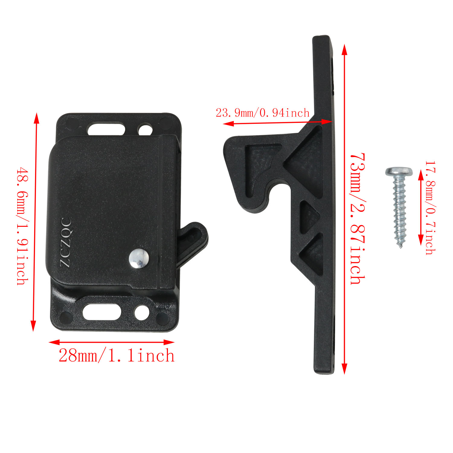 Plastic Door Grabber Catches with Screws, Gate Hardware for