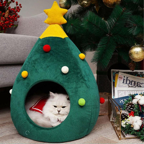 adorable árbol de navidad cama para gatos