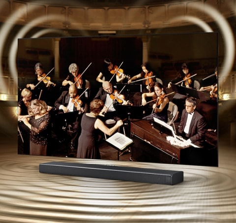 TV y barra de sonido orquestados en perfecta armonía - Q-Symphony*