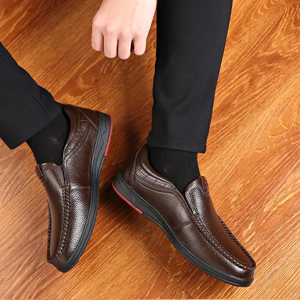 Comfy Casual Business Genuine Leather Slip On Soft Oxfords