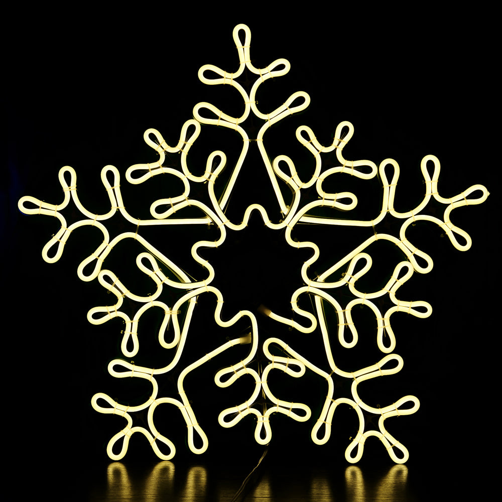 20IN Snowflake Neon Rope Light Decorative Light Indoor Ountdoor Use for Christmas Party Festival Wedding	, Warm White