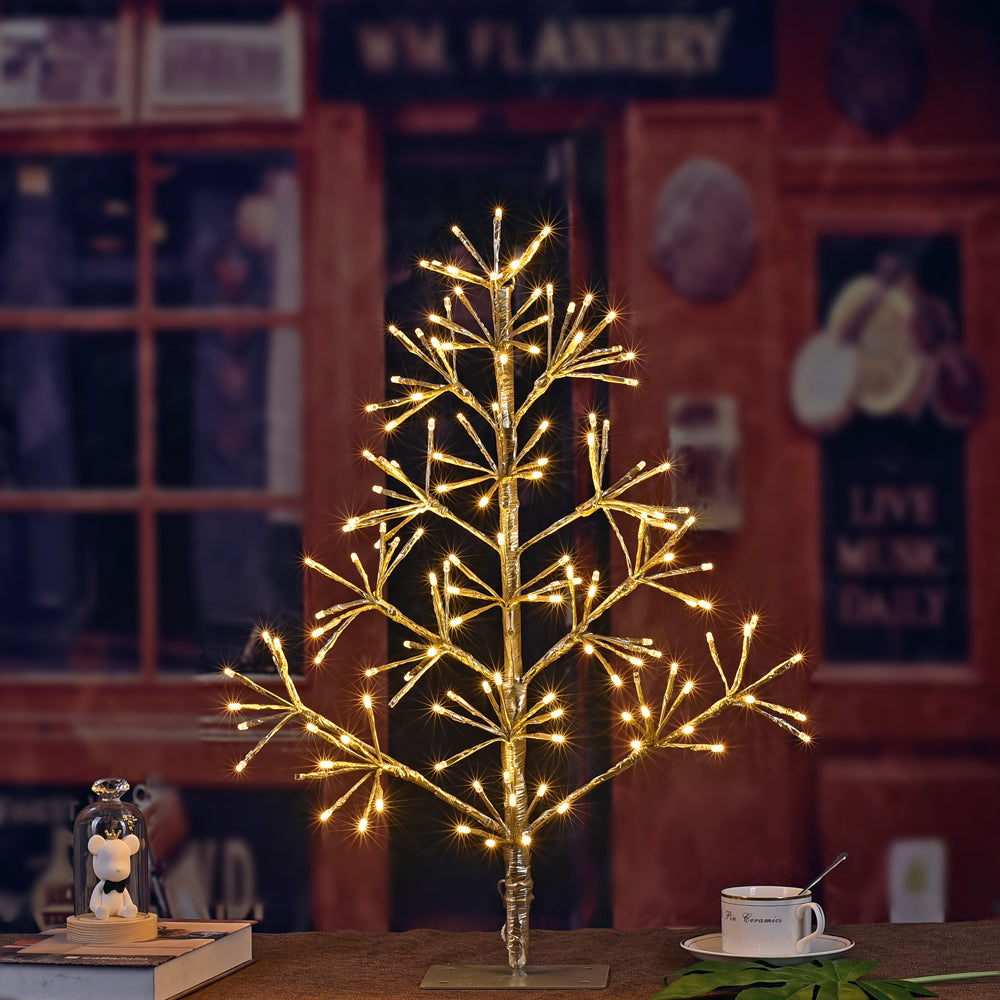 2ft Artificial Christmas Tree Light, 126 LED Warm White Light for Home Garden Decoration/Summer/Wedding/Birthday/Christmas/Holiday/Party Decoration, Gold-LIGHTSHARE