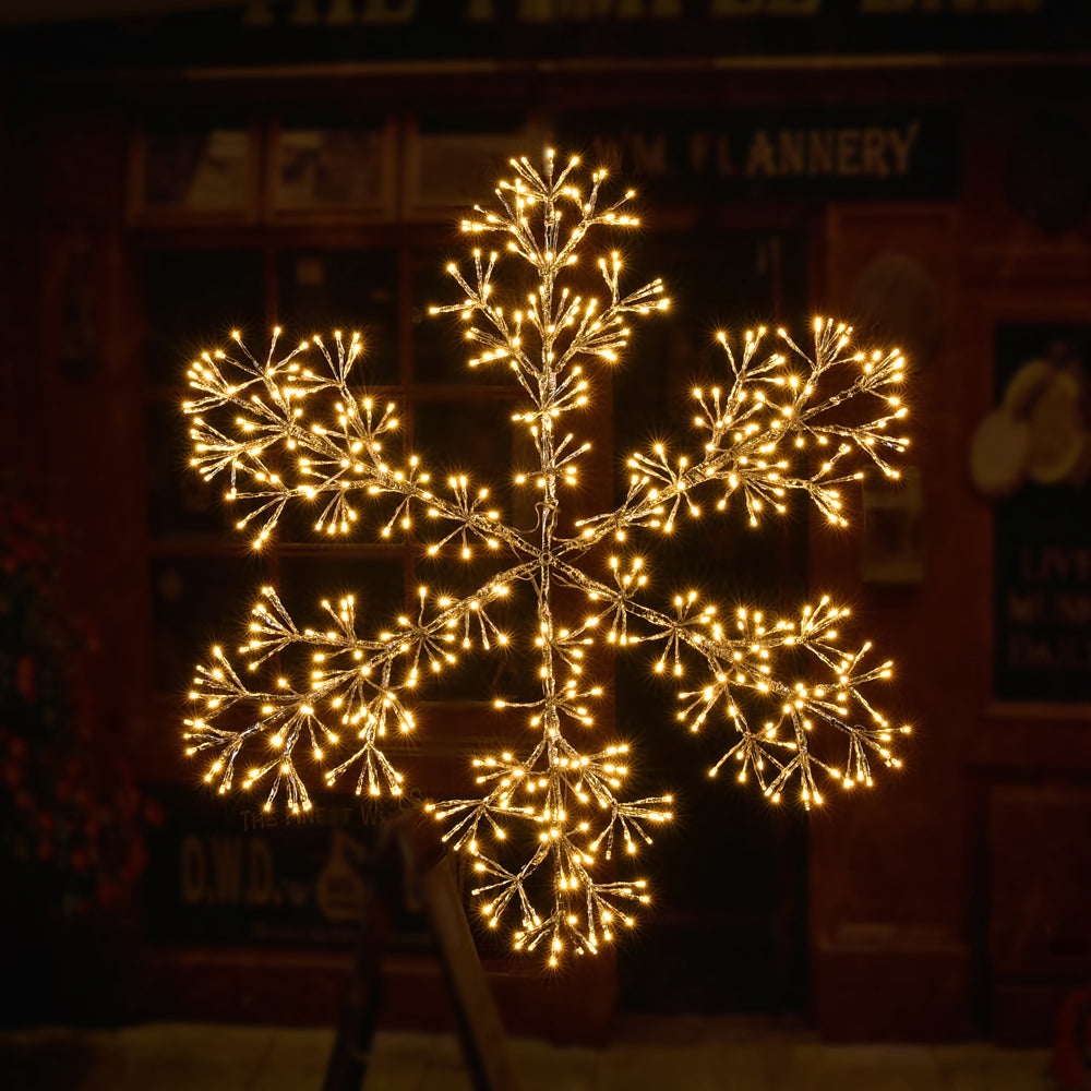 36IN 528 LED Snowflake Light, Warm White Light Plug in for Home Garden Decoration/Summer/Wedding/Birthday/Christmas/Holiday/Party Decoration-LIGHTSHARE