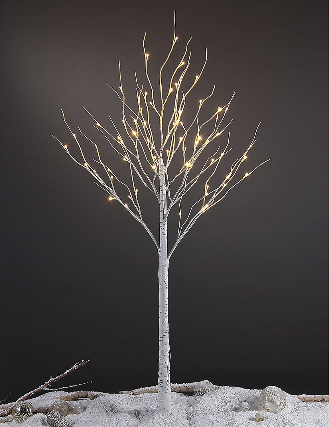 6ft Lighted Birch Tree 72 LED Artificial Tree for Decoration Inside and Outside , Home Patio Wedding Festival Christmas Decor , Warm White