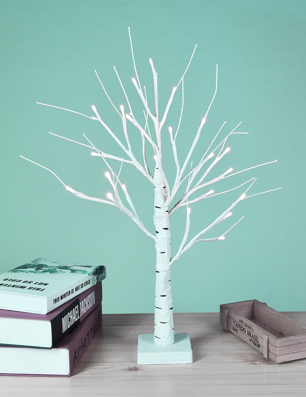 18IN Birch Tree Table Lamp, 24 LED Lights, Warm White, Battery Operated-LIGHTSHARE