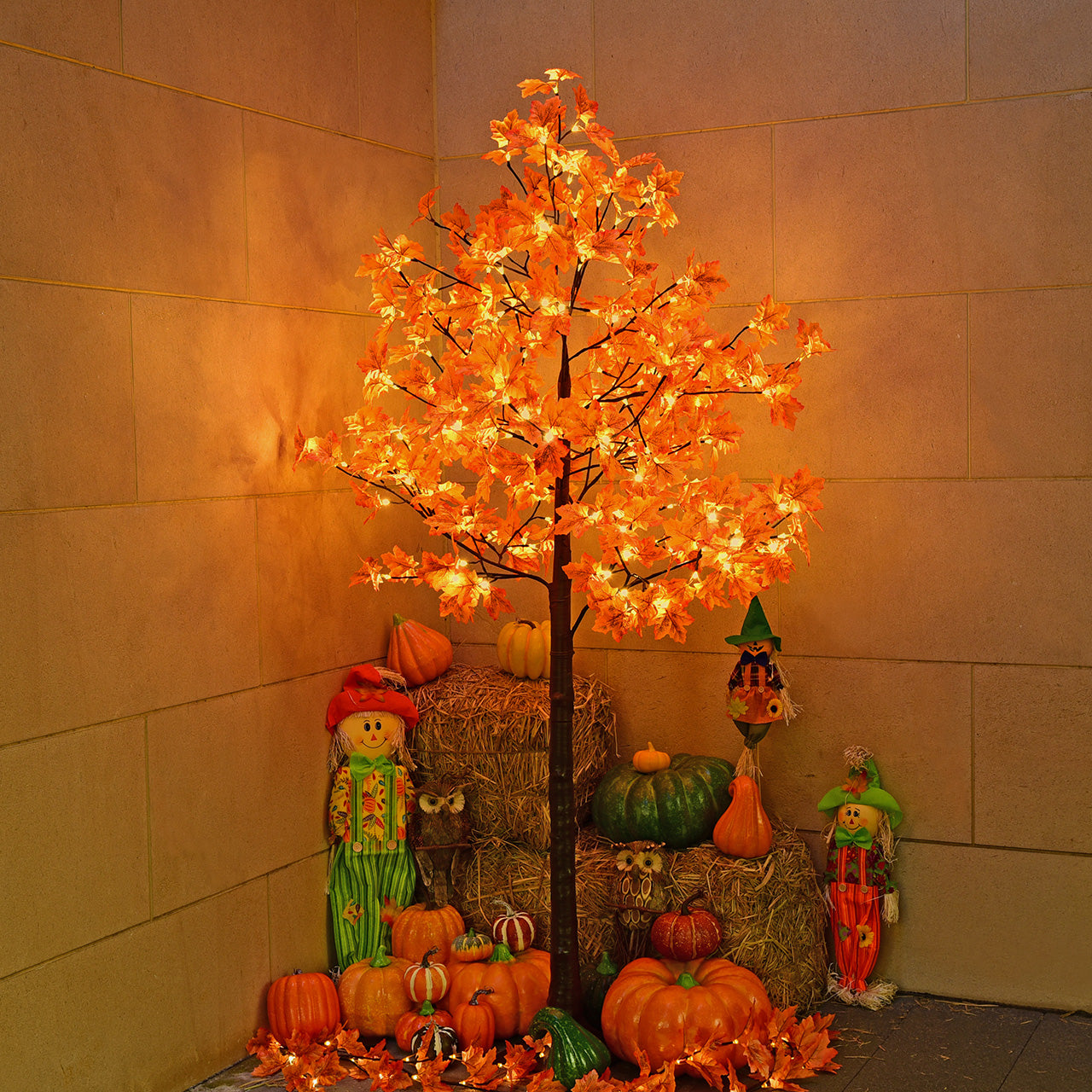 8ft Lighted Maple Tree with 264 LED Lights, Decoration for Home Autumn Festival Thanksgiving Indoor and Outdoor-LIGHTSHARE