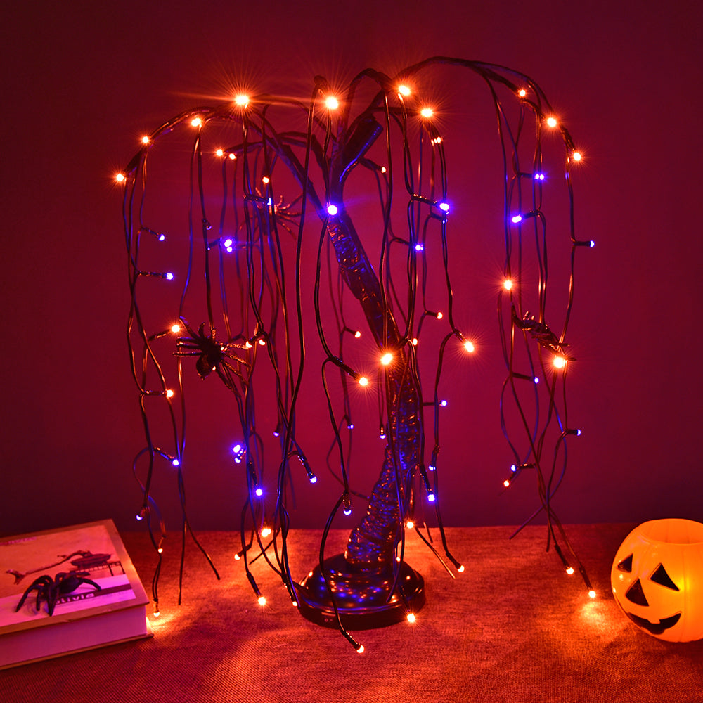 24IN Halloween 80 LED Night Light, Battery Powered & DC Adapter(Included), Orange&Purple for Home, Festival, Party, and Christmas Decoration-LIGHTSHARE