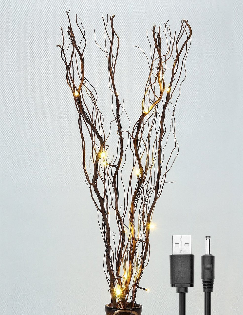 36IN Lighted Natural Branches, 16 LED Lights, Battery Operated and Optional USB Plug-in-LIGHTSHARE