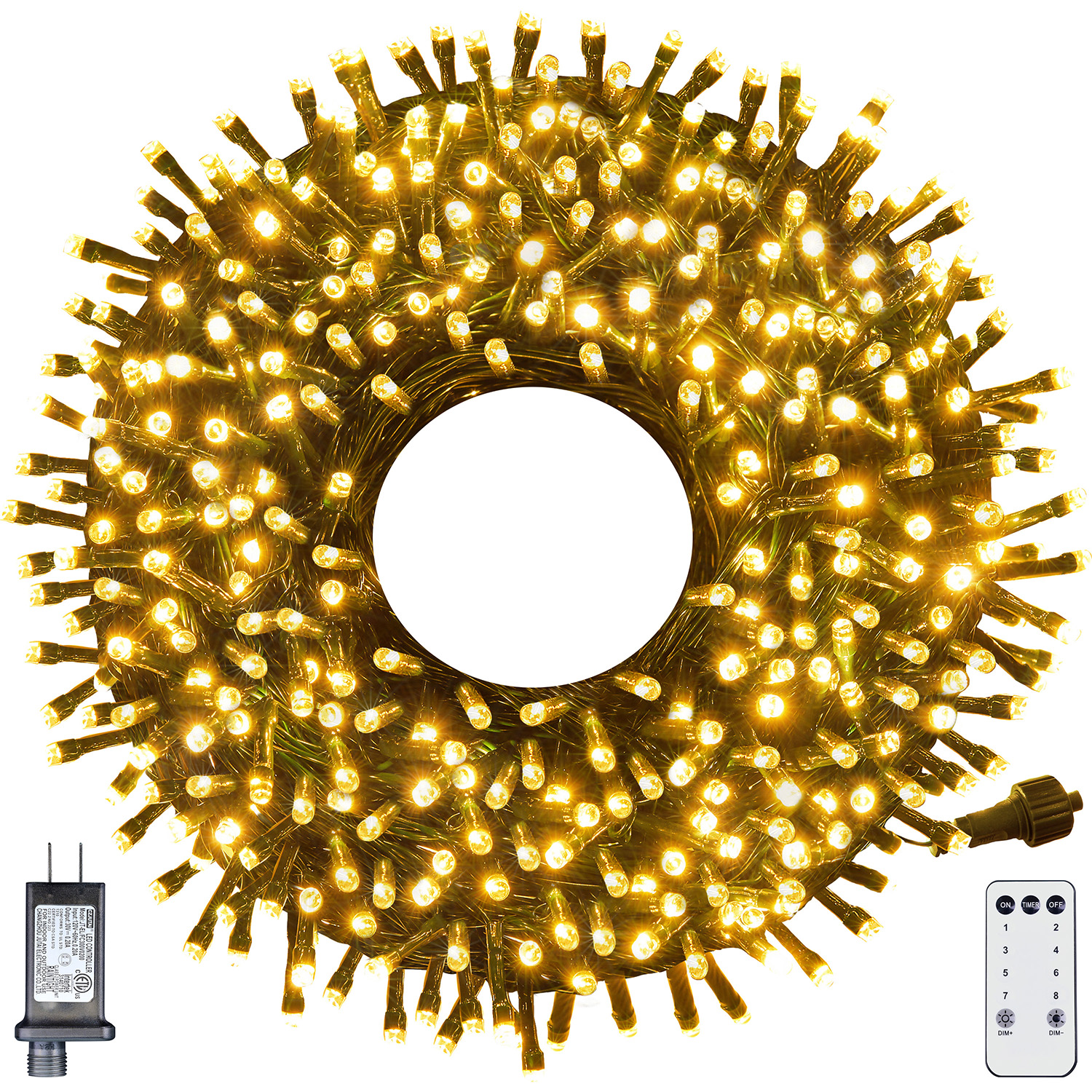 108ft 300 LED  Christmas Lights Connectable, Outdoor String Lights with 9 Modes&Timer Remote, Decorations for Christmas Holidays Party Wedding