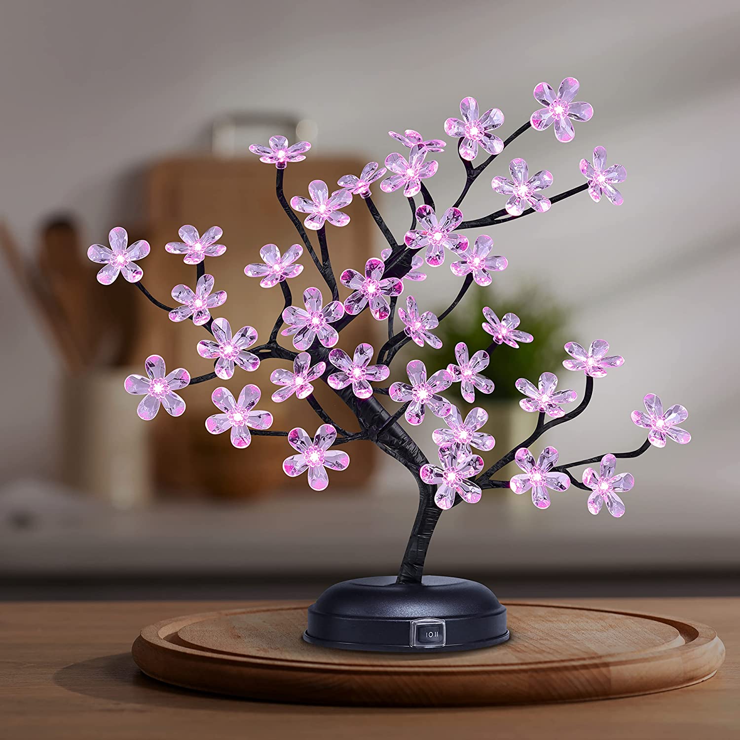 18IN Lighted Cherry Blossom Tree Lamp with 36 Acrylic LED, Adapter Plug in & Battery Powered, for Indoor and Outdoor, Pink White-LIGHTSHARE