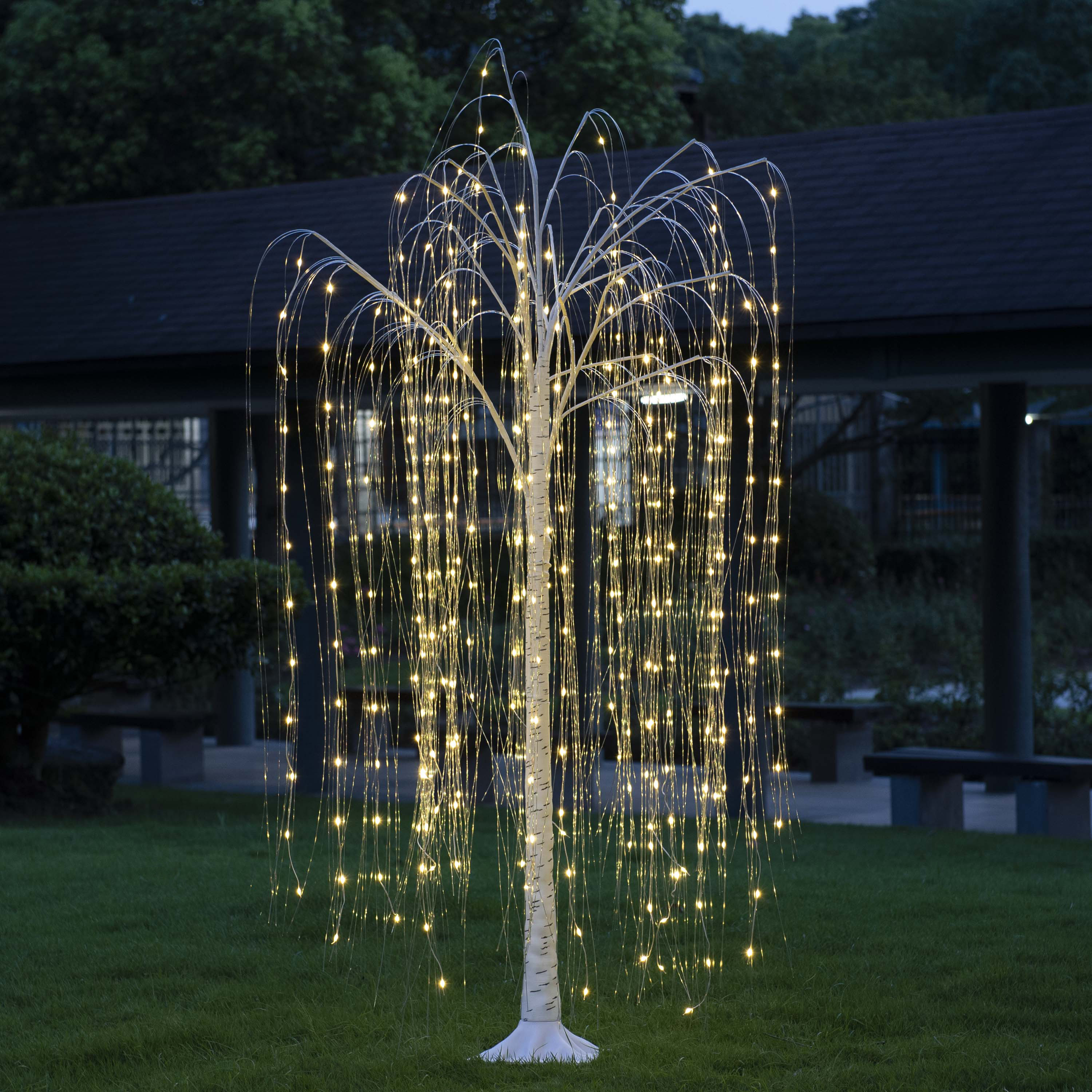 6FT Warm White Lighted Willow Tree White LED Tree Halloween Decor for Indoor Outdoor Christmas Thanksgiving Fall Party Home Wedding Decoration