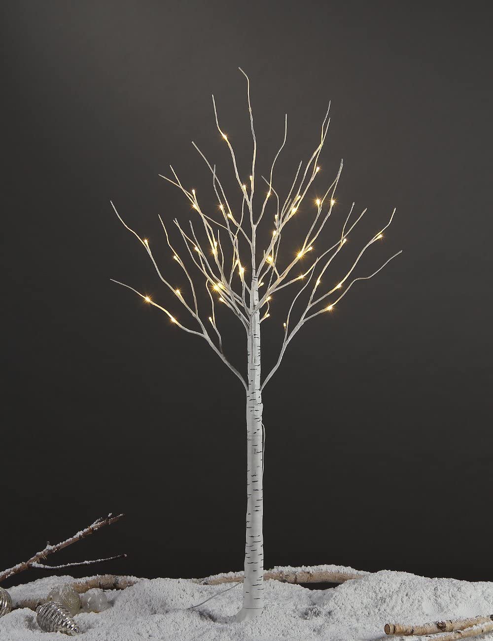 4ft Lighted Birch Tree 48 LED Artificial Tree for Decoration Inside and Outside , Home Patio Wedding Festival Christmas Decor , Warm White