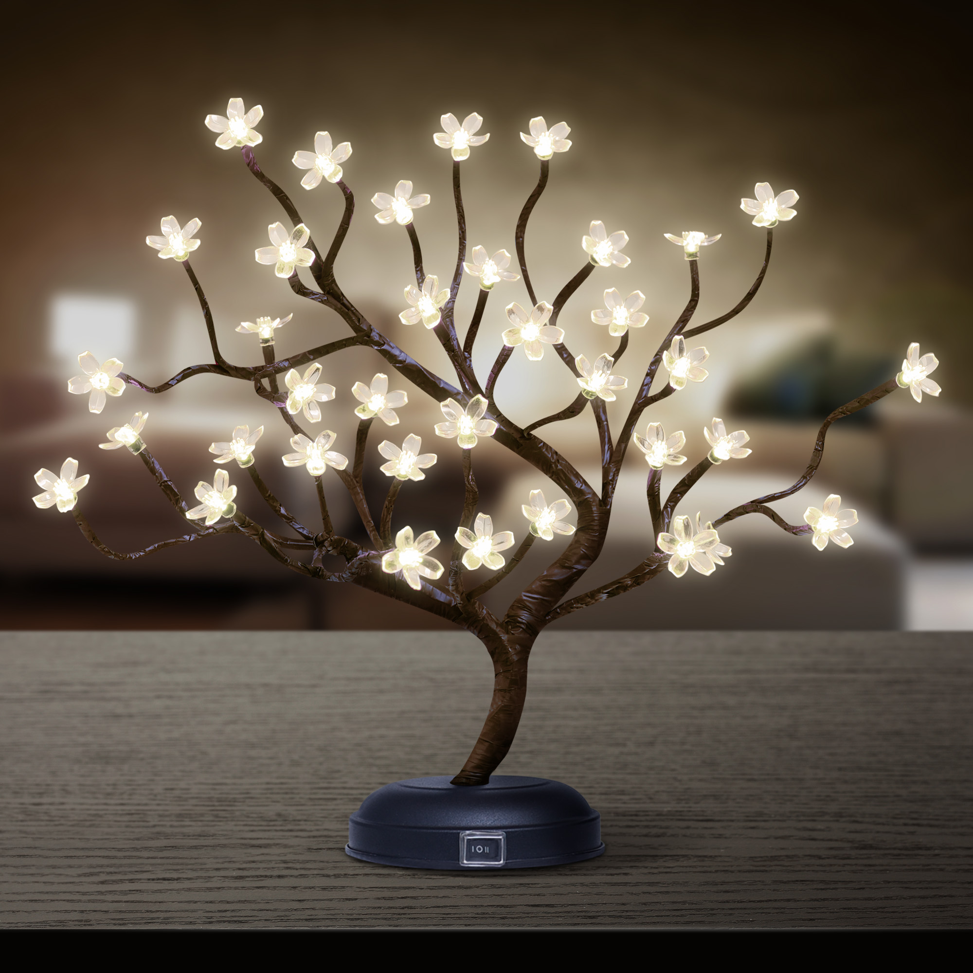 16IN Cherry Blossom Tree Lamp, Powered by Batteries & Adapter (included), Built-in timer-LIGHTSHARE