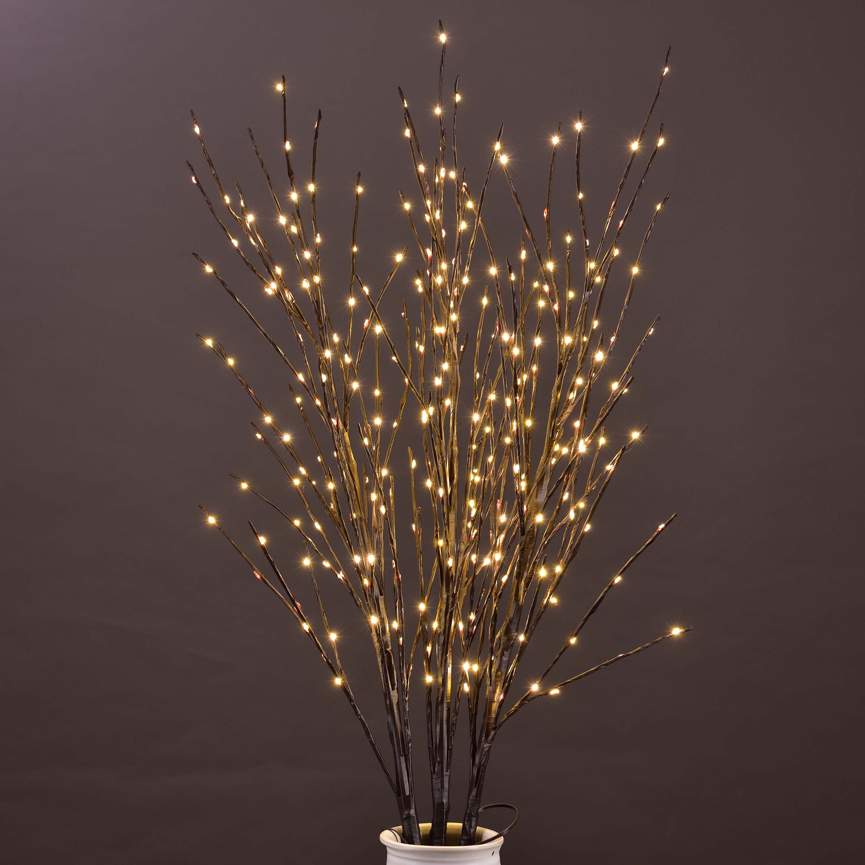 41IN Triple Lighted Branches Artificial Birch Twig with 300 Mini LED Lights for Thanksgiving Christmas Decoration Indoor Outdoor Sticks with Timer and Dimmer