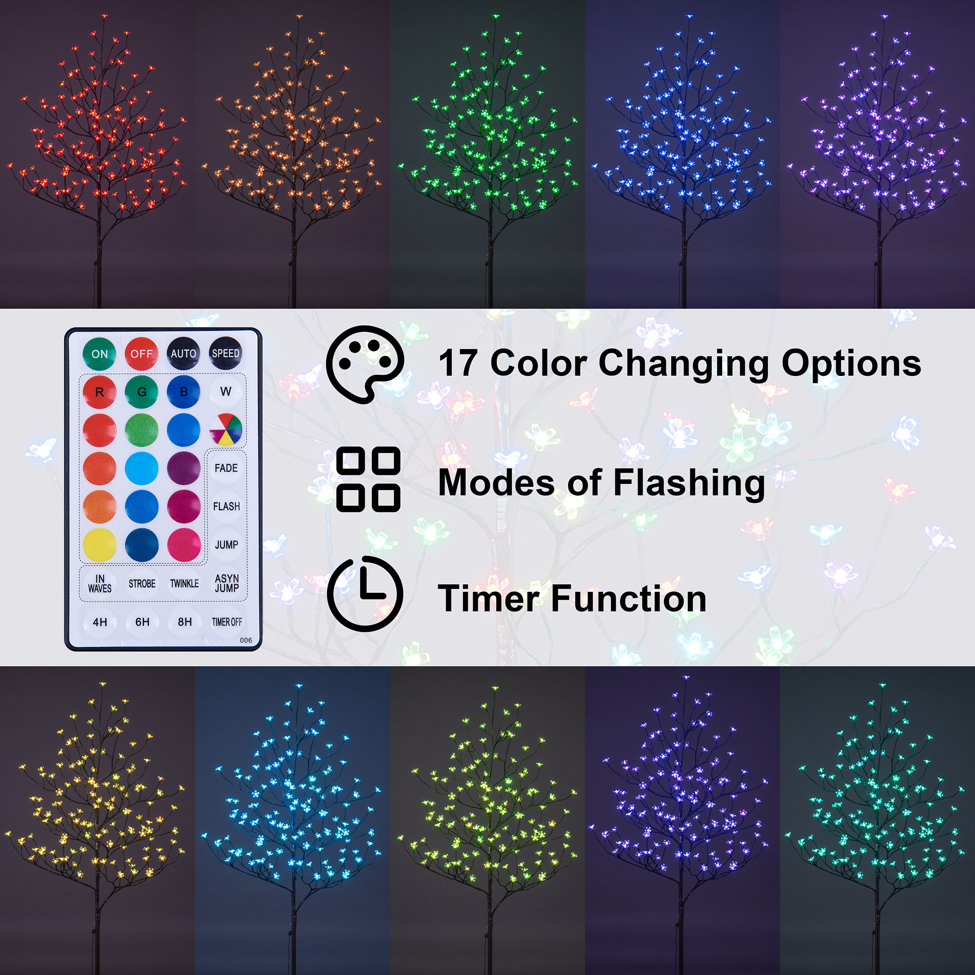 5ft Lighted Cherry Blossom Tree, RGB