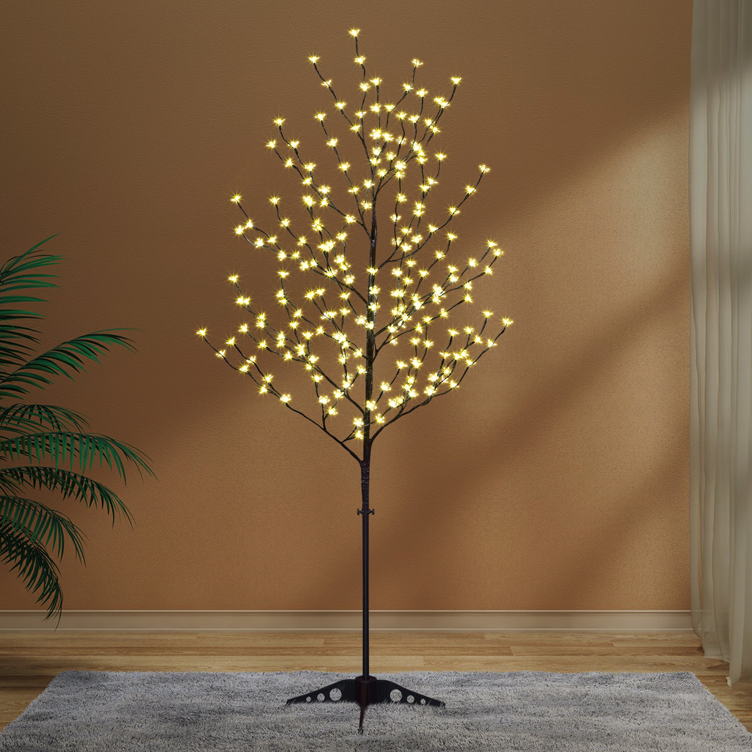 6ft Lighted Cherry Blossom Tree, 208 LED Warm White UL Certified Decoration for Home Christmas Spring Holiday Outdoor and Indoor