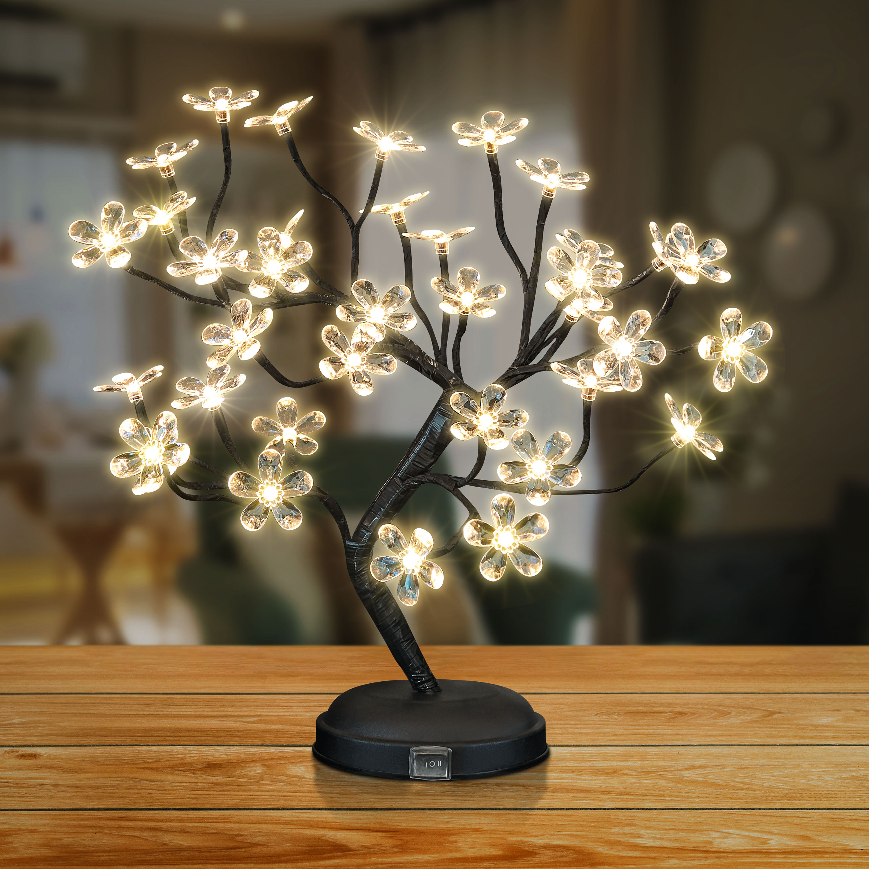 18IN Lighted Cherry Blossom Tree Lamp with 36 Acrylic LED, Adapter Plug in & Battery Powered, for Indoor and Outdoor, Warm White