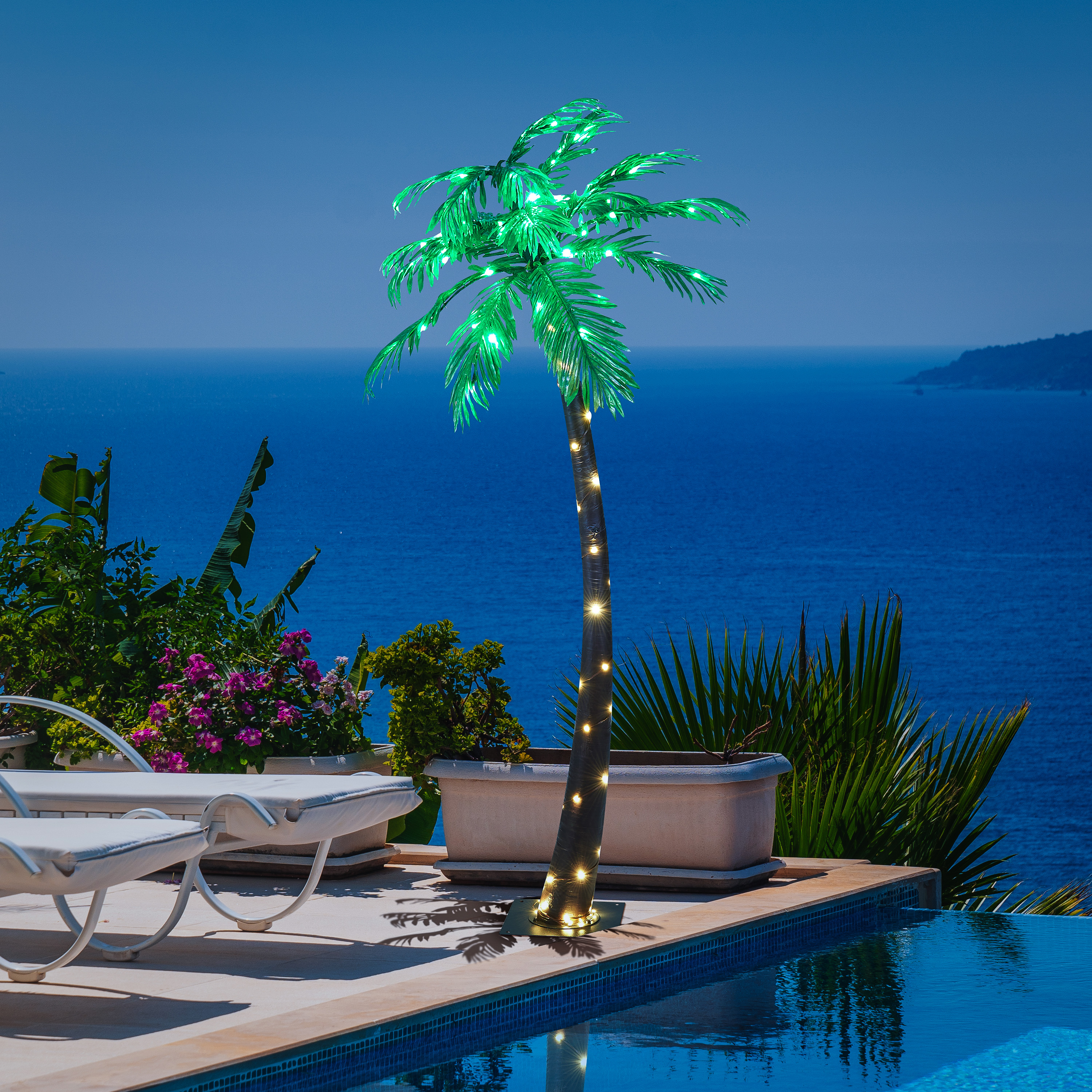 5ft Lighted Palm Tree, 96 LED Lights, Decoration for Home, Party, Christmas, Nativity, Outdoor Patio
