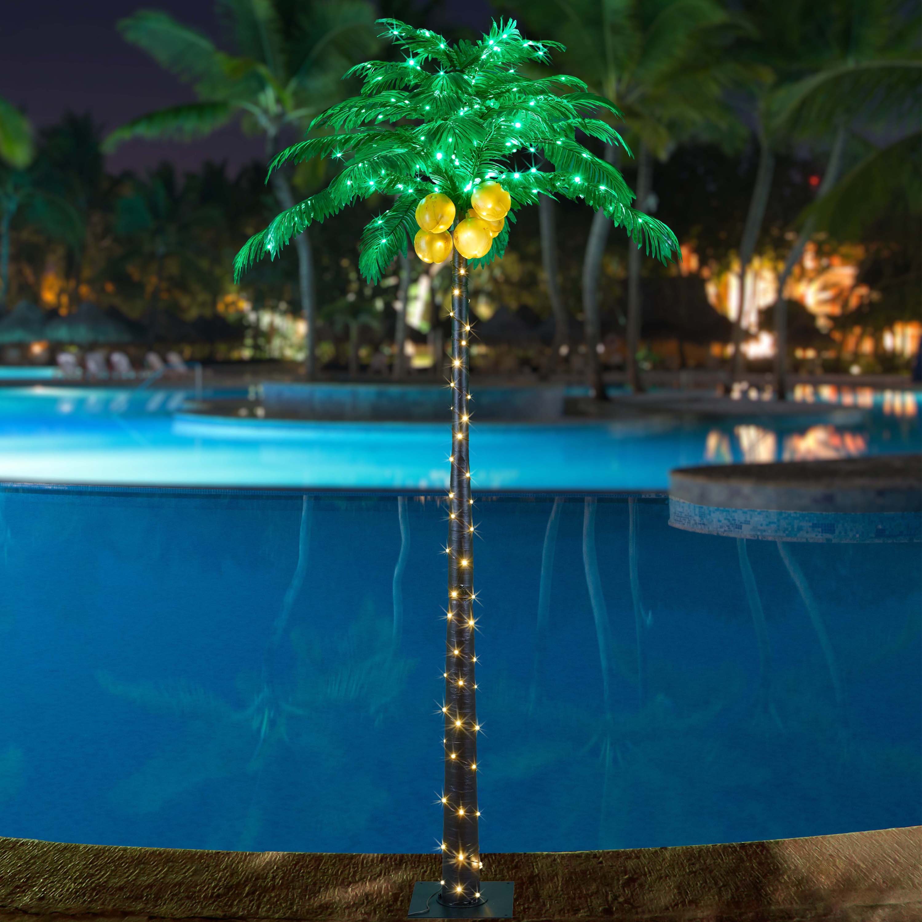 8ft Lighted Palm Tree, 256 LED Lights with 4 Lighted Coconuts and Remote Control, Decoration for Home,Party, Christmas, Nativity, Outside Patio