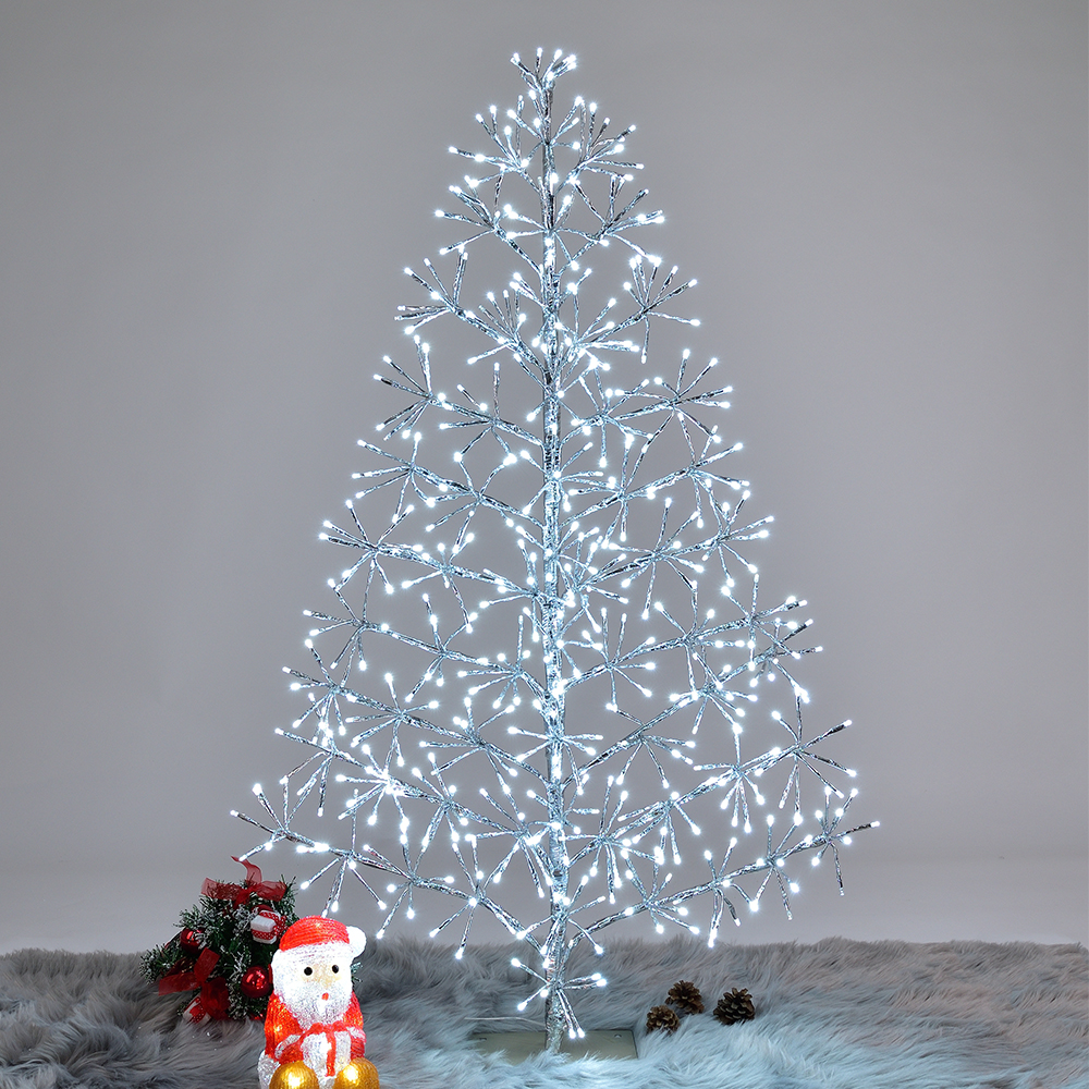 4ft Artificial Christmas Tree Light, 496 LED Cold White Light for Home Garden Decoration/Summer/Wedding/Birthday/Christmas/Holiday/Party Decoration, Silver