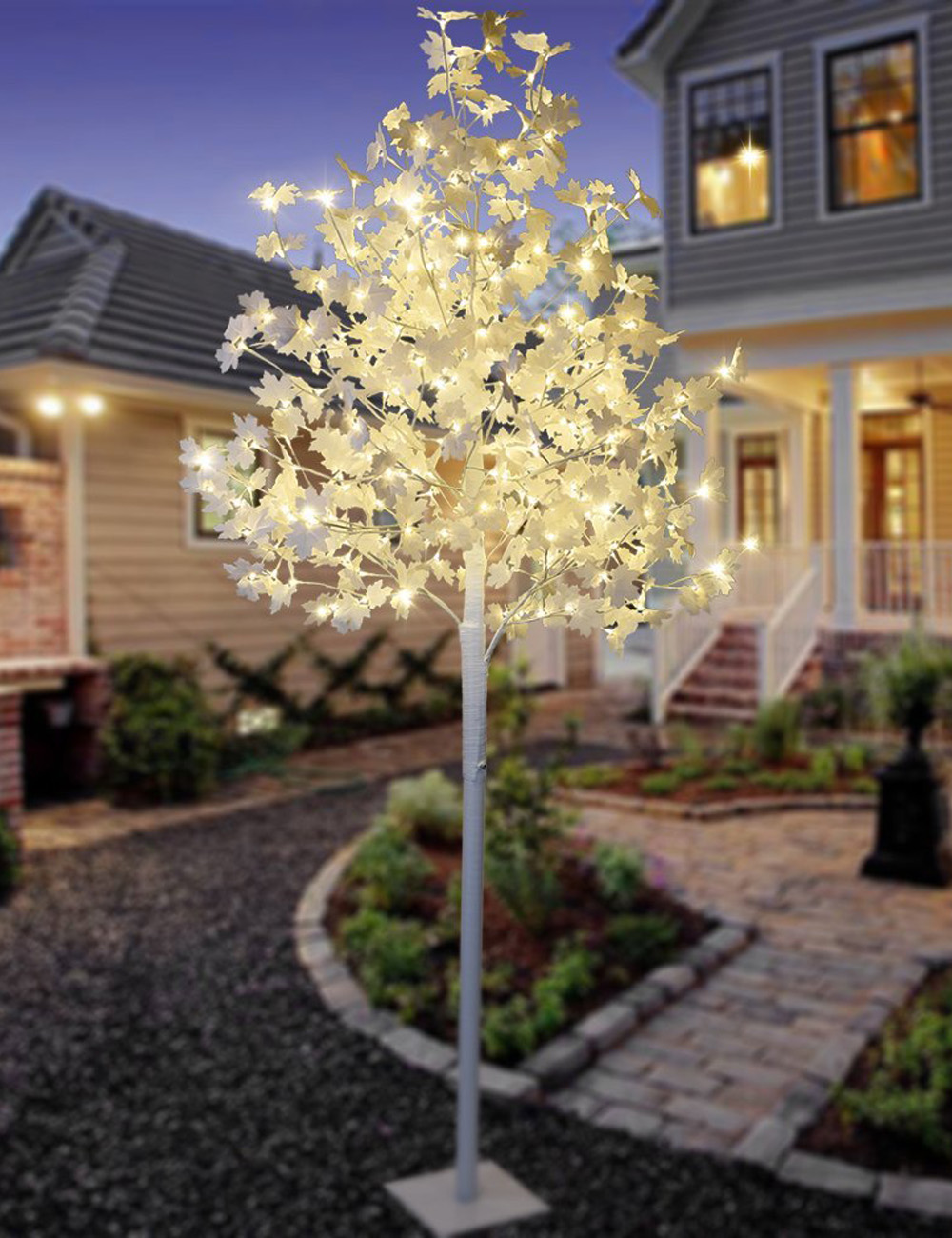 Lightshare White Maple Tree - 8 ft. with 264 LED Lights, Multi-Color Lights, Remote Control