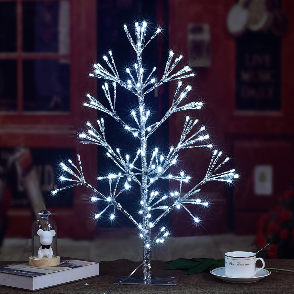2ft Artificial Christmas Tree Light, 126 LED Cold White Light for Home Garden Decoration/Summer/Wedding/Birthday/Christmas/Holiday/Party Decoration, Silver-LIGHTSHARE