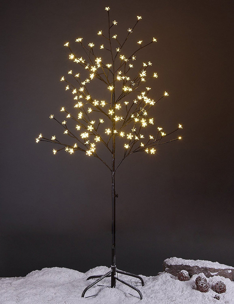 5ft Lighted Cherry Blossom Tree 128 LED Warm White for Holiday Christmas Spring Indoor and Outdoor Decoration-LIGHTSHARE