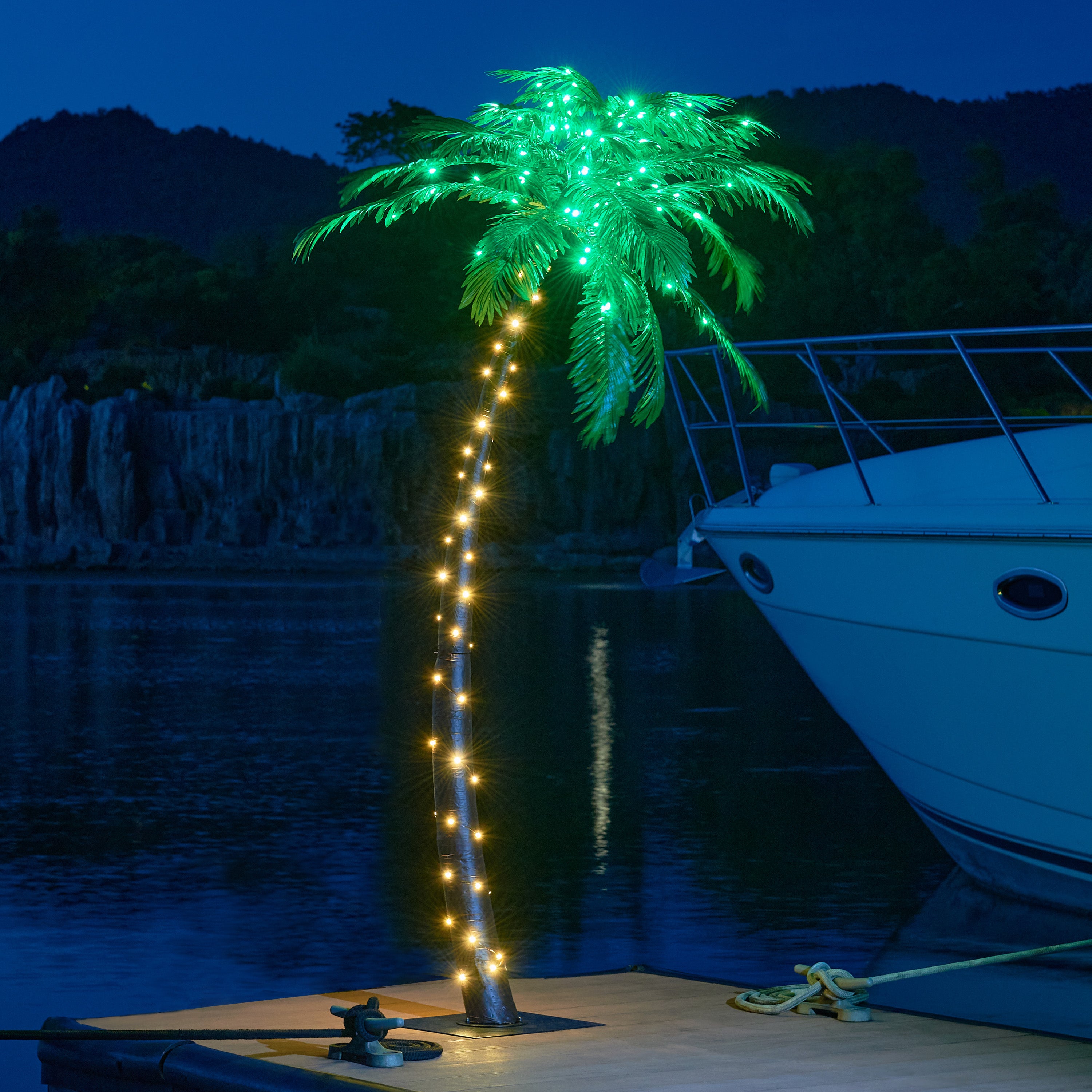 7ft Lighted Palm Tree, 152 LED Lights, Decoration for Home, Party, Christmas, Nativity, Outdoor Patio-LIGHTSHARE
