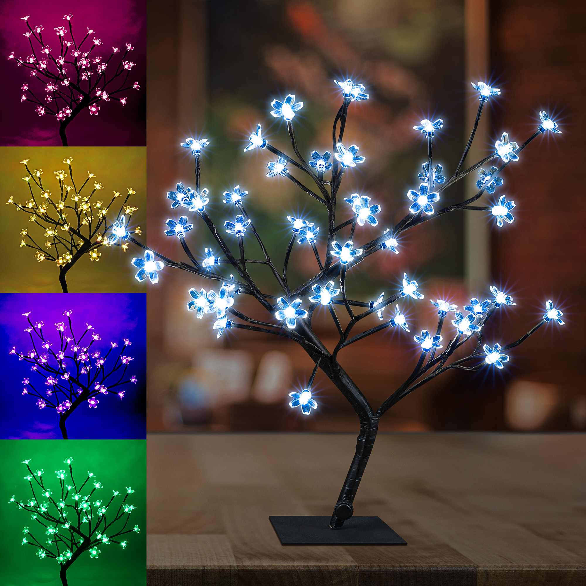 18IN Cherry Blossom Tree Lamp with 48 LED and 16 Color Modes Remote Control, Adapter Plug in, UL Listed, RGB-LIGHTSHARE