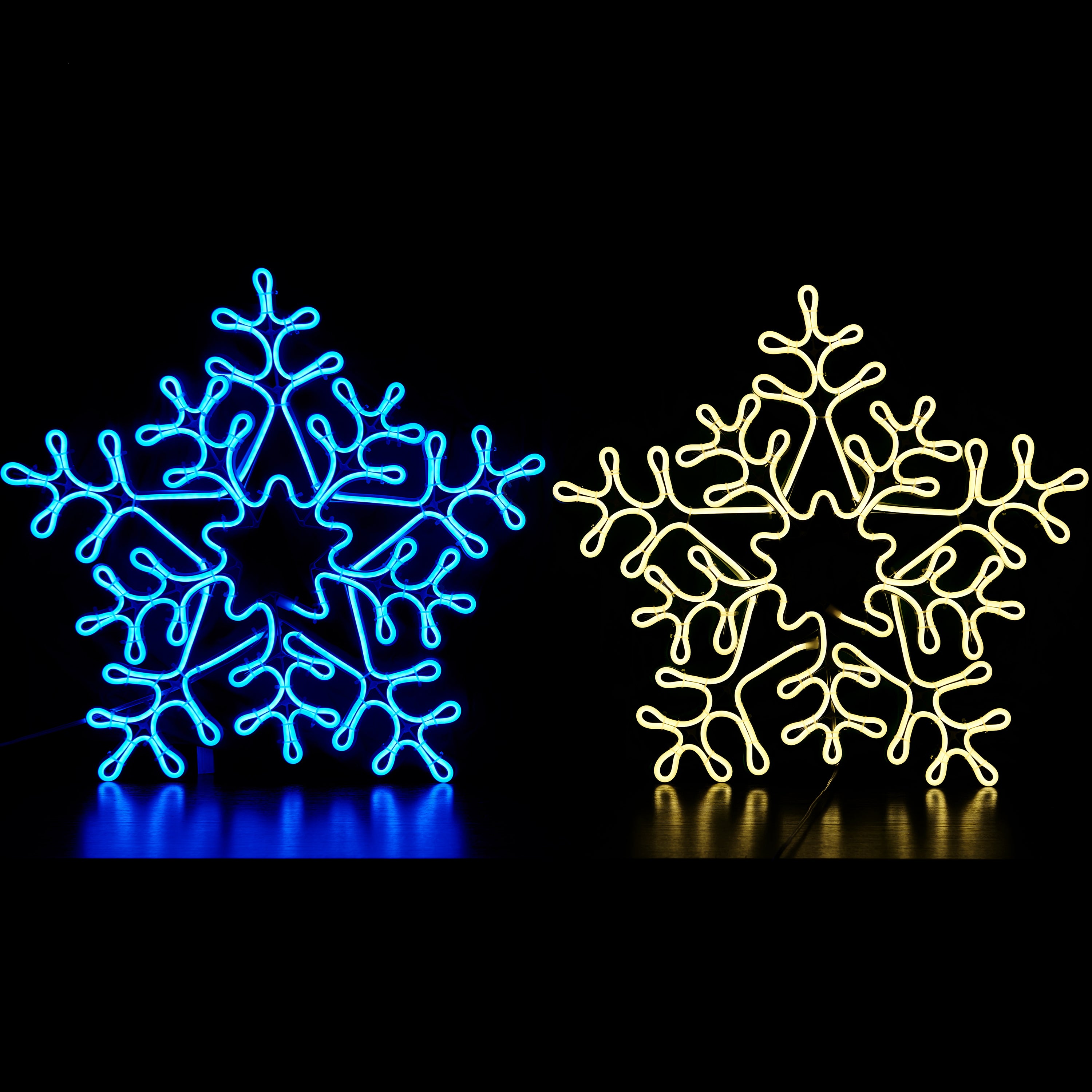 20IN Snowflake Neon Rope Light Decorative Light Indoor Ountdoor Use for Christmas Party Festival Wedding	, Warm White+Blue