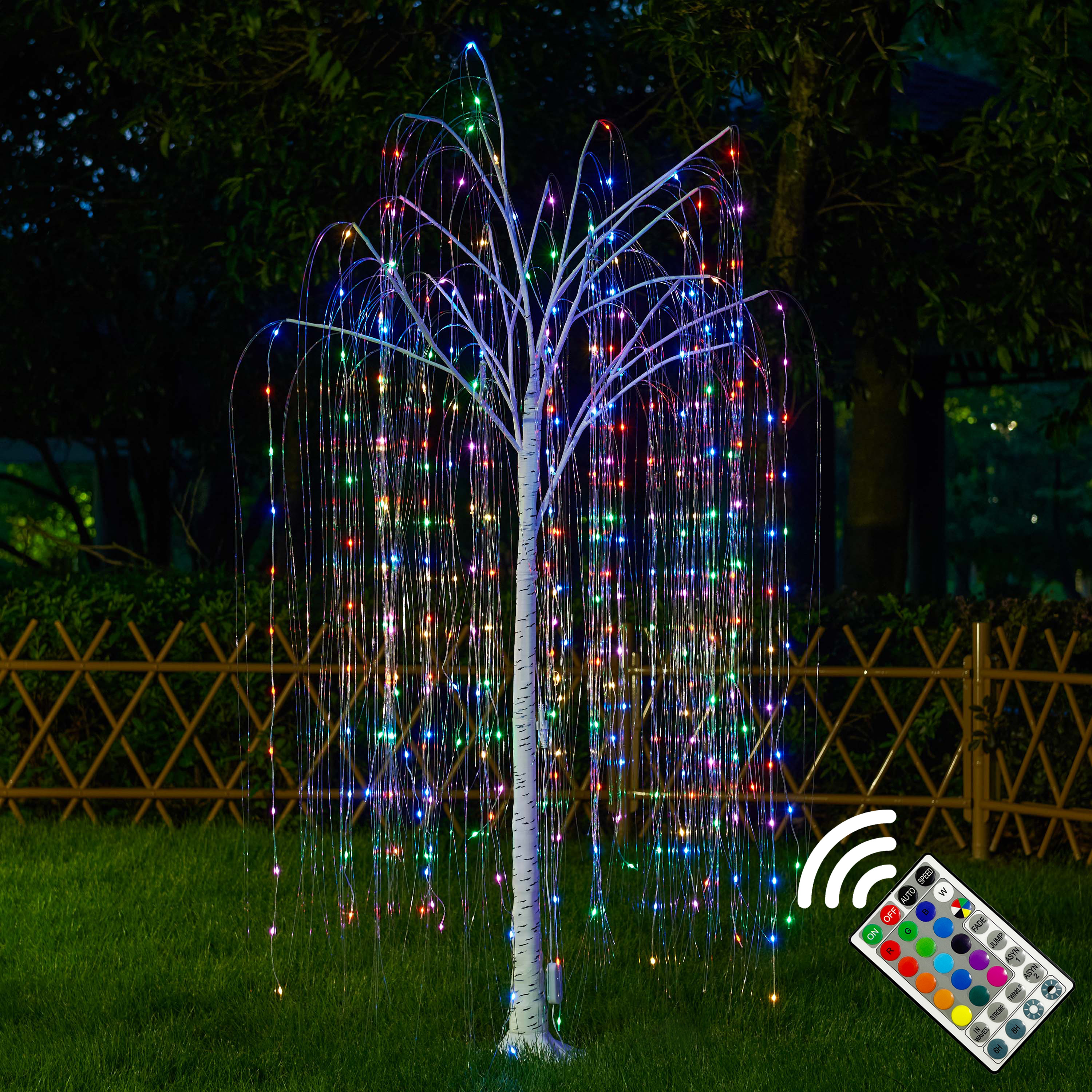 6FT Lighted Willow Tree LED Tree Color Changing Artificial Lighted White Tree Multicolor Halloween Decoration for Garden Holiday Party Indoor Outdoor Decor
