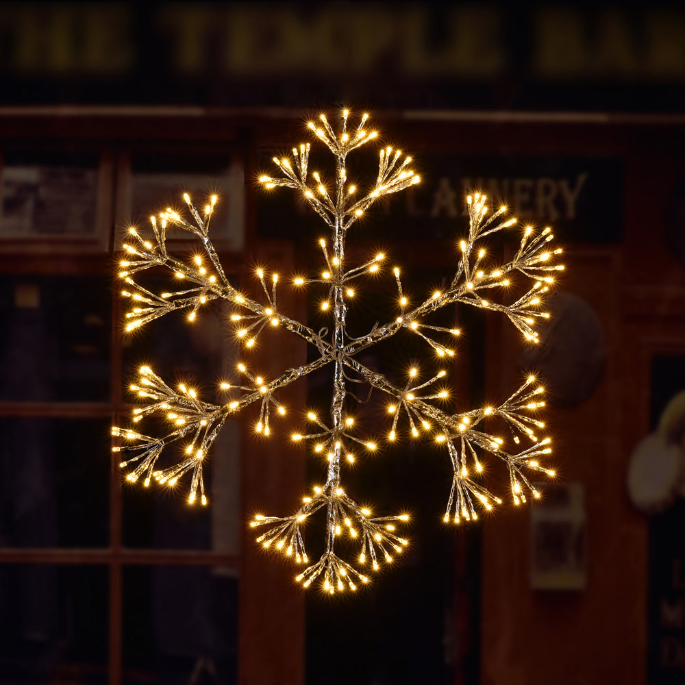24IN 240 LED Snowflake Light, Warm White Light Plug in for Home Garden Decoration/Summer/Wedding/Birthday/Christmas/Holiday/Party Decoration-LIGHTSHARE