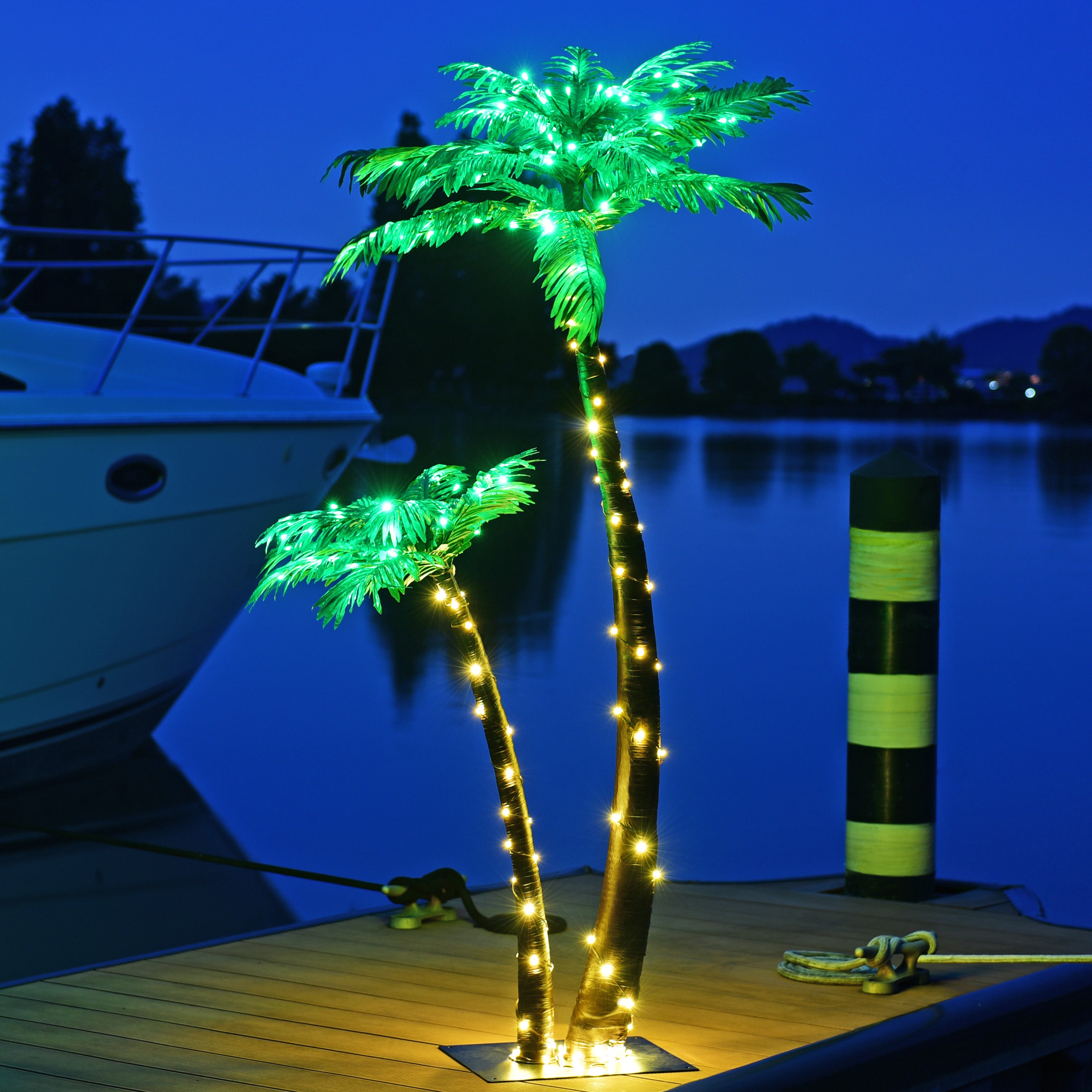 Lighted Palm Tree 4ft & 6ft Combination, 184 LED for Outside Patio Home Party Garden Nativity-LIGHTSHARE