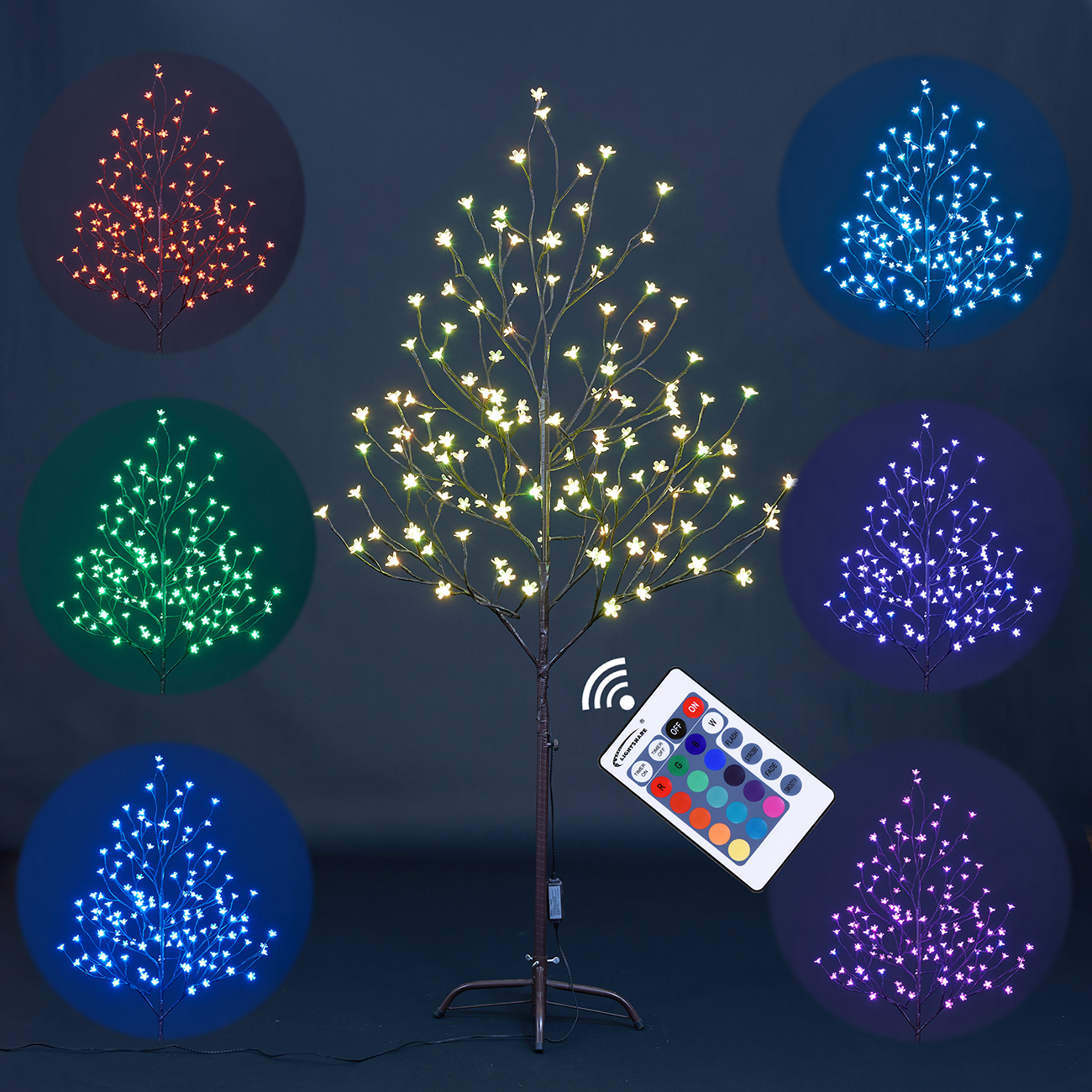 5ft Lighted Cherry Blossom Tree with 128 LED 16 Color-changing modes and Remote Control, RGB-LIGHTSHARE